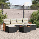 vidaXL 6-delige Loungeset met kussens poly rattan zwart