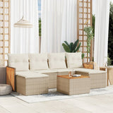 vidaXL 6-delige Loungeset met kussens poly rattan zwart