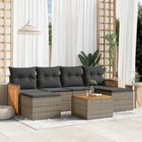 vidaXL 6-delige Loungeset met kussens poly rattan zwart