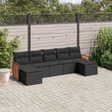 vidaXL 7-Piece Lounge Set with Cushions Poly Rattan Black