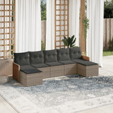 vidaXL 7-Piece Lounge Set with Cushions Poly Rattan Black