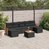 vidaXL 7-Piece Lounge Set with Cushions Poly Rattan Black
