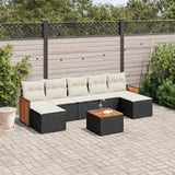 vidaXL 7-Piece Lounge Set with Cushions Poly Rattan Black