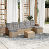 vidaXL 7-Piece Lounge Set with Cushions Poly Rattan Black