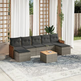 vidaXL 7-Piece Lounge Set with Cushions Poly Rattan Black