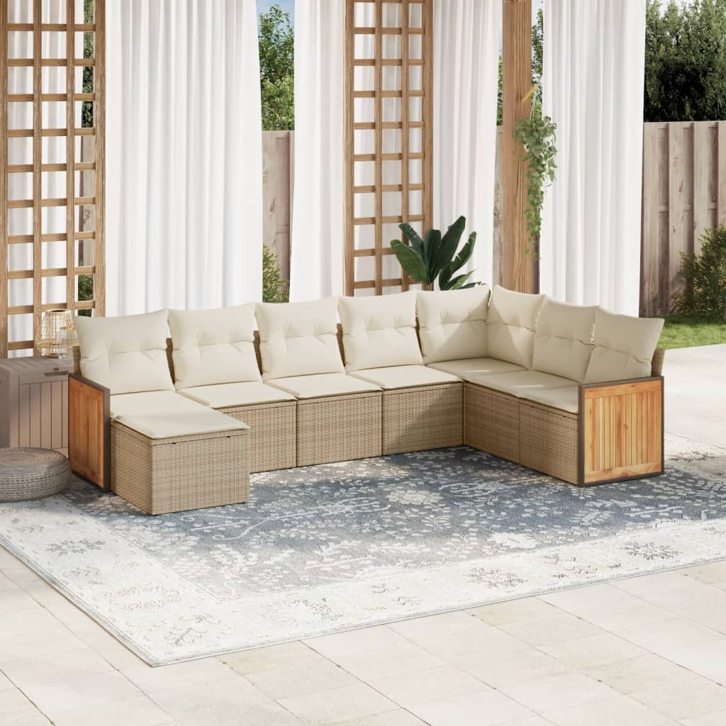 vidaXL 8-delige Loungeset met kussens poly rattan zwart
