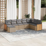 vidaXL 8-delige Loungeset met kussens poly rattan zwart