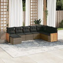 vidaXL 8-delige Loungeset met kussens poly rattan zwart