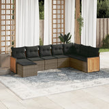 vidaXL 8-delige Loungeset met kussens poly rattan zwart