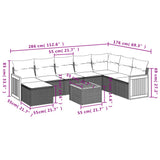 vidaXL 8-delige Loungeset met kussens poly rattan zwart