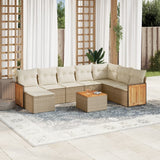 vidaXL 8-delige Loungeset met kussens poly rattan zwart