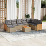vidaXL 8-delige Loungeset met kussens poly rattan zwart