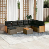 vidaXL 8-delige Loungeset met kussens poly rattan zwart