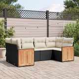 vidaXL 6-Piece Lounge Set with Cushions Poly Rattan Black