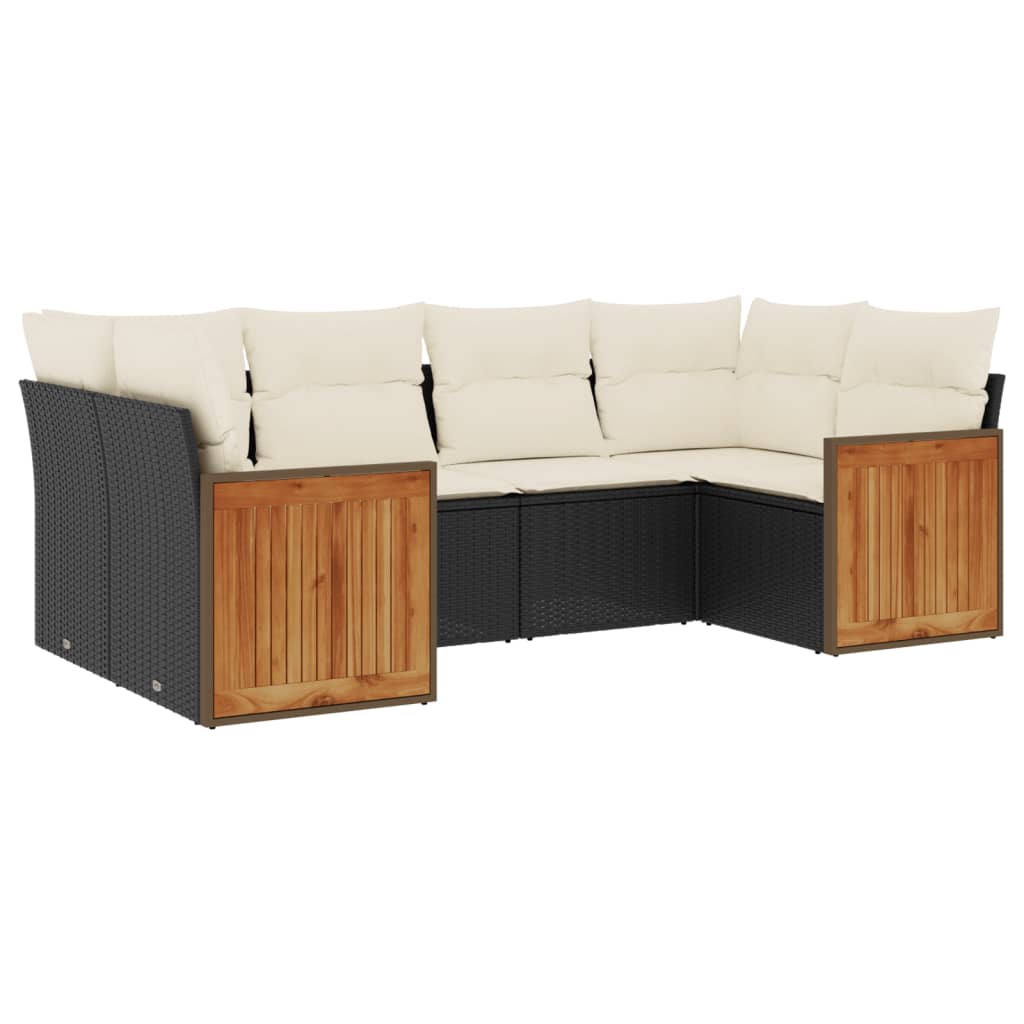 vidaXL 6-Piece Lounge Set with Cushions Poly Rattan Black