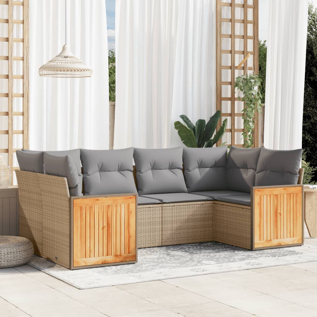 vidaXL 6-Piece Lounge Set with Cushions Poly Rattan Black