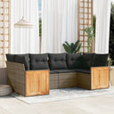 vidaXL 6-Piece Lounge Set with Cushions Poly Rattan Black