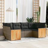 vidaXL 6-Piece Lounge Set with Cushions Poly Rattan Black