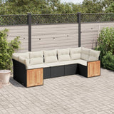 vidaXL 7-Piece Lounge Set with Cushions Poly Rattan Black