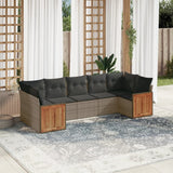 vidaXL 7-Piece Lounge Set with Cushions Poly Rattan Black