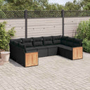 vidaXL 9-piece Lounge Set with cushions poly rattan black
