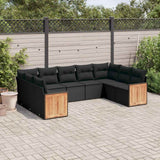vidaXL 9-piece Lounge Set with cushions poly rattan black