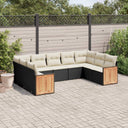 vidaXL 9-piece Lounge Set with cushions poly rattan black