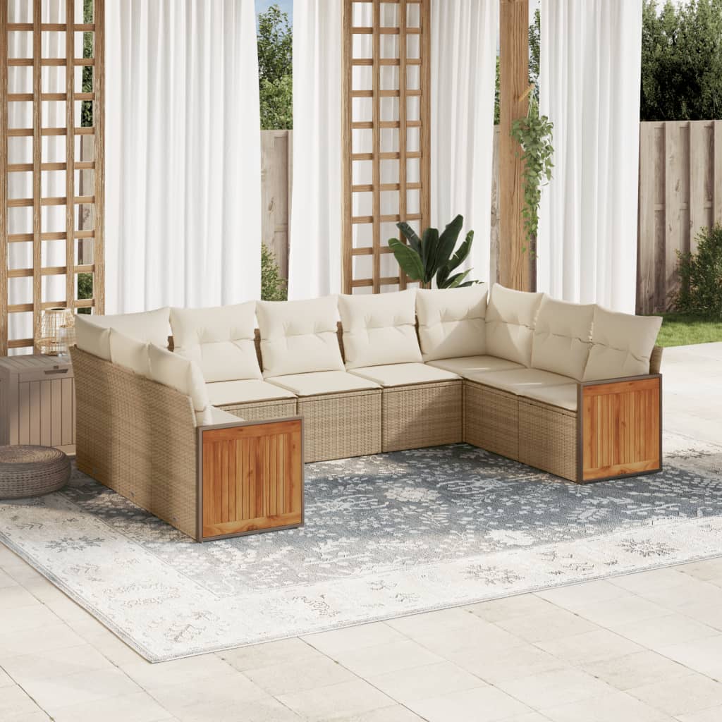 vidaXL 9-piece Lounge Set with cushions poly rattan black