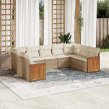 vidaXL 9-piece Lounge Set with cushions poly rattan black