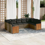 vidaXL 9-piece Lounge Set with cushions poly rattan black