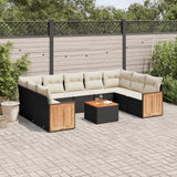 vidaXL 9-piece Lounge Set with cushions poly rattan black