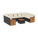 vidaXL 9-piece Lounge Set with cushions poly rattan black
