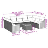 vidaXL 9-piece Lounge Set with cushions poly rattan black
