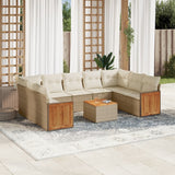vidaXL 9-piece Lounge Set with cushions poly rattan black