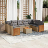 vidaXL 9-piece Lounge Set with cushions poly rattan black