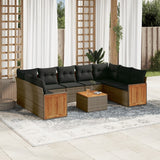 vidaXL 9-piece Lounge Set with cushions poly rattan black