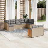 vidaXL 9-delige Loungeset met kussens poly rattan zwart