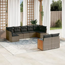vidaXL 9-delige Loungeset met kussens poly rattan zwart