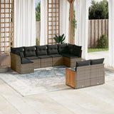 vidaXL 9-delige Loungeset met kussens poly rattan zwart