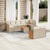 vidaXL 9-delige Loungeset met kussens poly rattan zwart