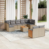 vidaXL 9-delige Loungeset met kussens poly rattan zwart