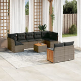 vidaXL 9-delige Loungeset met kussens poly rattan zwart