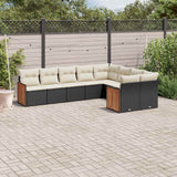 vidaXL 9-piece Lounge Set with cushions poly rattan black