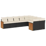 vidaXL 9-piece Lounge Set with cushions poly rattan black