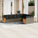 vidaXL 9-piece Lounge Set with cushions poly rattan black