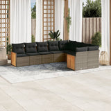 vidaXL 9-piece Lounge Set with cushions poly rattan black