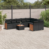 vidaXL 9-piece Lounge Set with cushions poly rattan black