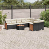 vidaXL 9-piece Lounge Set with cushions poly rattan black