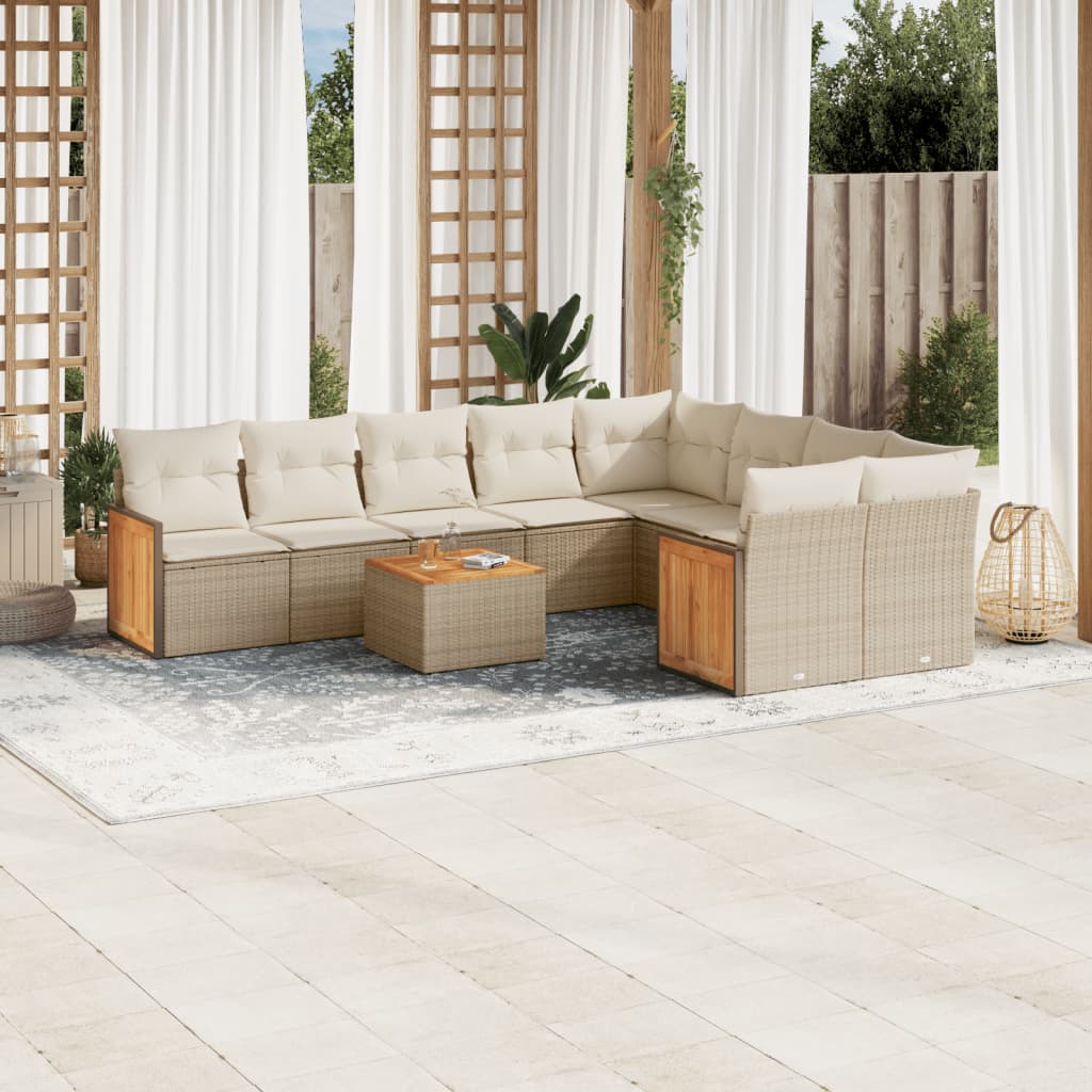 vidaXL 9-piece Lounge Set with cushions poly rattan black