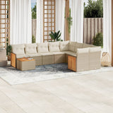 vidaXL 10-delige Loungeset met kussens poly rattan zwart